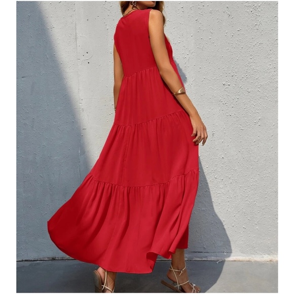 Boho Royal Blue Sleeveless Ruffle maxi Dress - Picture 9 of 14